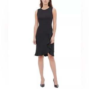 Calvin Klein black ruffle sheath dress. Size 4